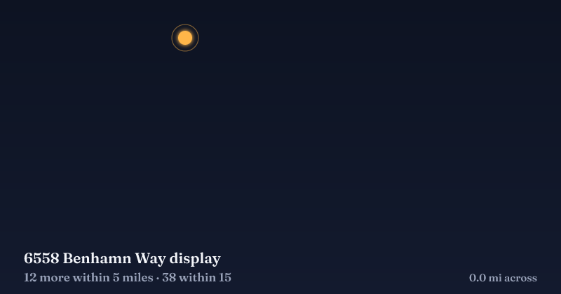Map of 6558 Benhamn Way display and the 38 other Christmas light displays within 15 miles