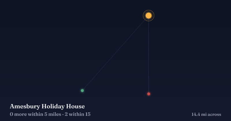 Map of Amesbury Holiday House and the 2 other Christmas light displays within 15 miles
