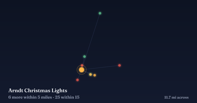Map of Arndt Christmas Lights and the 25 other Christmas light displays within 15 miles