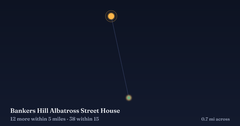 Map of Bankers Hill Albatross Street House and the 38 other Christmas light displays within 15 miles