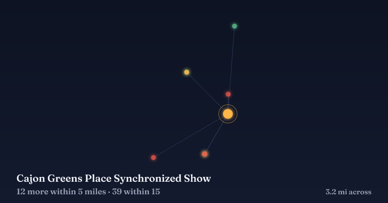 Map of Cajon Greens Place Synchronized Show and the 39 other Christmas light displays within 15 miles