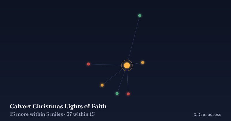 Map of Calvert Christmas Lights of Faith and the 37 other Christmas light displays within 15 miles