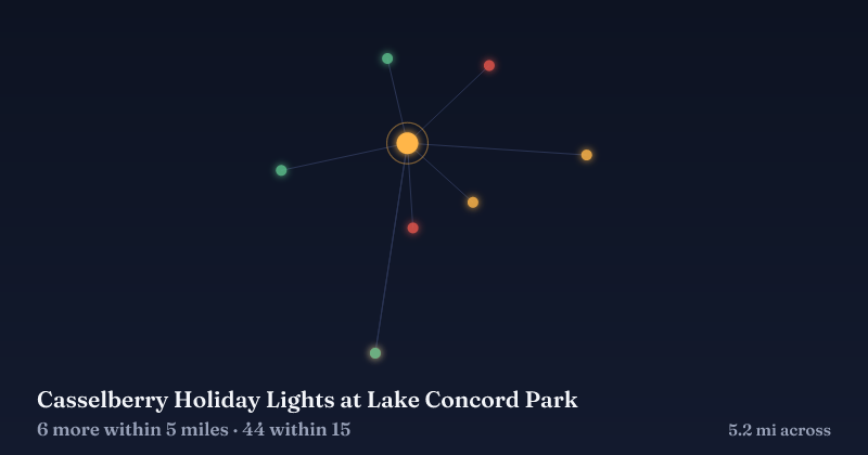 Map of Casselberry Holiday Lights at Lake Concord Park and the 44 other Christmas light displays within 15 miles