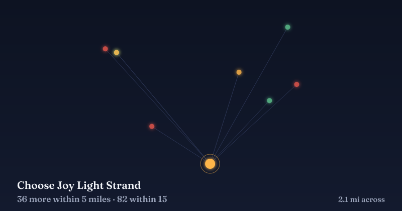 Map of Choose Joy Light Strand and the 82 other Christmas light displays within 15 miles