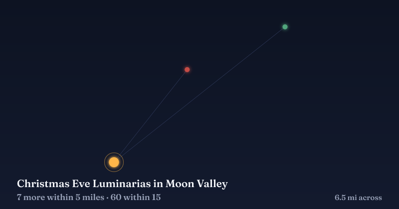 Map of Christmas Eve Luminarias in Moon Valley and the 60 other Christmas light displays within 15 miles