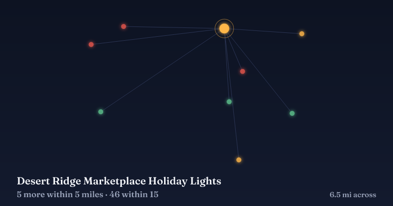 Map of Desert Ridge Marketplace Holiday Lights and the 46 other Christmas light displays within 15 miles