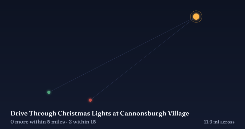 Map of Drive Through Christmas Lights at Cannonsburgh Village and the 2 other Christmas light displays within 15 miles