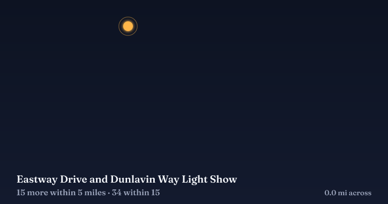 Map of Eastway Drive and Dunlavin Way Light Show and the 34 other Christmas light displays within 15 miles