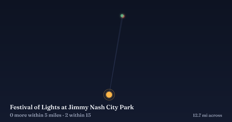 Map of Festival of Lights at Jimmy Nash City Park and the 2 other Christmas light displays within 15 miles