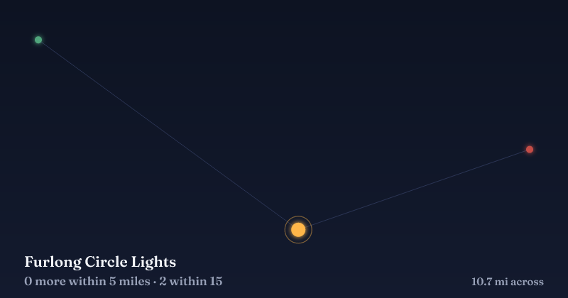 Map of Furlong Circle Lights and the 2 other Christmas light displays within 15 miles