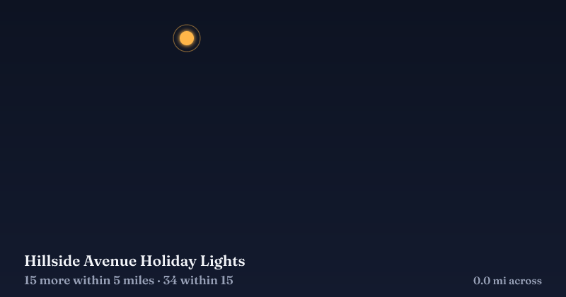 Map of Hillside Avenue Holiday Lights and the 34 other Christmas light displays within 15 miles