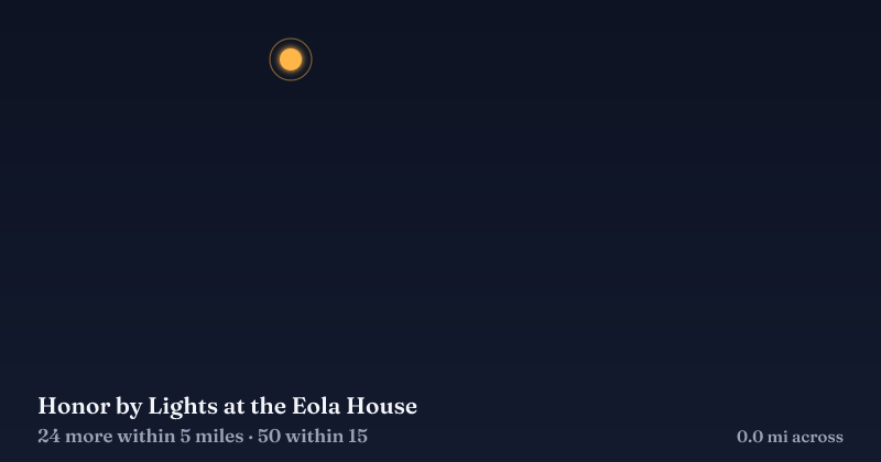 Map of Honor by Lights at the Eola House and the 50 other Christmas light displays within 15 miles