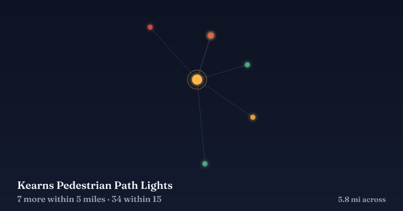 Map of Kearns Pedestrian Path Lights and the 34 other Christmas light displays within 15 miles