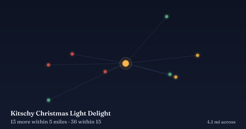 Map of Kitschy Christmas Light Delight and the 36 other Christmas light displays within 15 miles