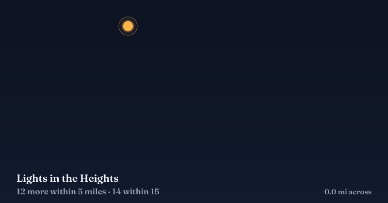 Map of Lights in the Heights and the 14 other Christmas light displays within 15 miles