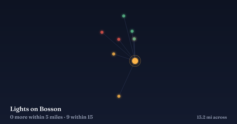 Map of Lights on Bosson and the 9 other Christmas light displays within 15 miles