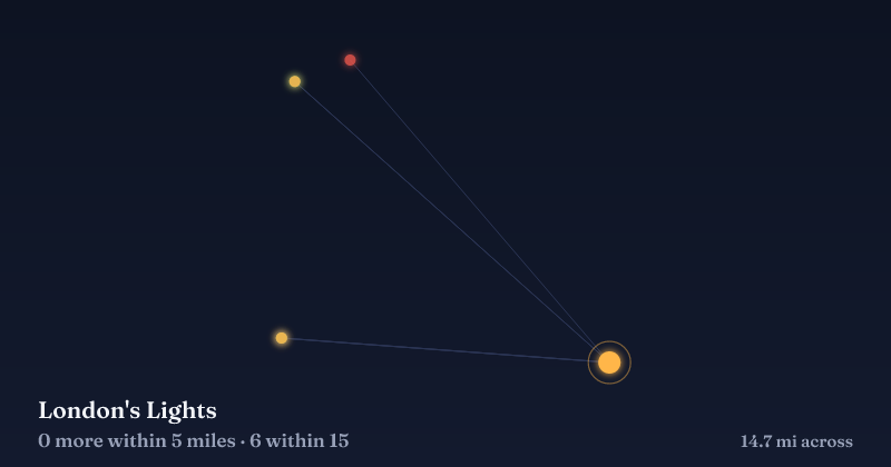 Map of London's Lights and the 6 other Christmas light displays within 15 miles