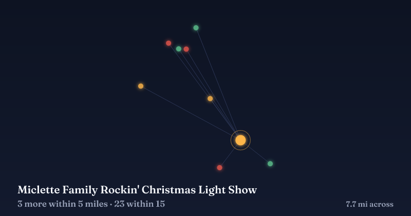 Map of Miclette Family Rockin' Christmas Light Show and the 23 other Christmas light displays within 15 miles