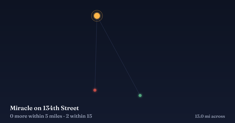 Map of Miracle on 134th Street and the 2 other Christmas light displays within 15 miles