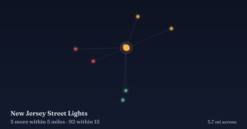 Map of New Jersey Street Lights and the 92 other Christmas light displays within 15 miles