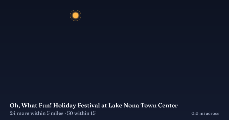 Map of Oh, What Fun! Holiday Festival at Lake Nona Town Center and the 50 other Christmas light displays within 15 miles