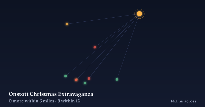 Map of Onstott Christmas Extravaganza and the 8 other Christmas light displays within 15 miles