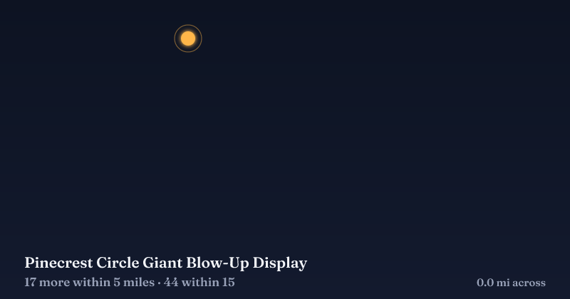 Map of Pinecrest Circle Giant Blow-Up Display and the 44 other Christmas light displays within 15 miles