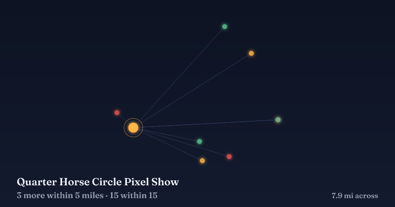 Map of Quarter Horse Circle Pixel Show and the 15 other Christmas light displays within 15 miles