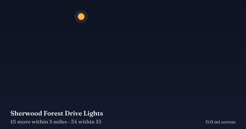 Map of Sherwood Forest Drive Lights and the 34 other Christmas light displays within 15 miles