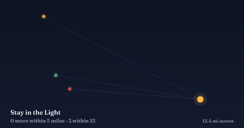 Map of Stay in the Light and the 3 other Christmas light displays within 15 miles