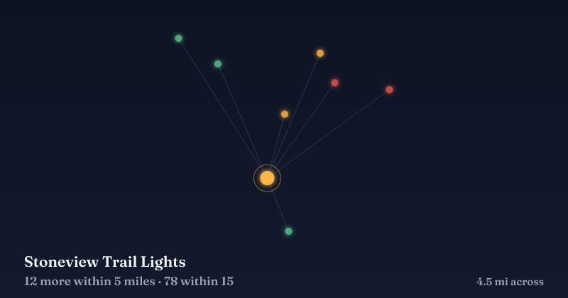 Map of Stoneview Trail Lights and the 78 other Christmas light displays within 15 miles
