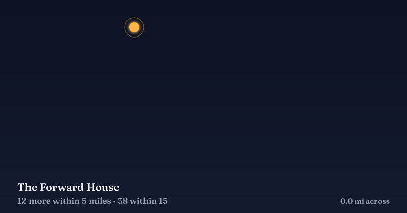Map of The Forward House and the 38 other Christmas light displays within 15 miles