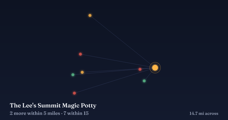 Map of The Lee's Summit Magic Potty and the 7 other Christmas light displays within 15 miles