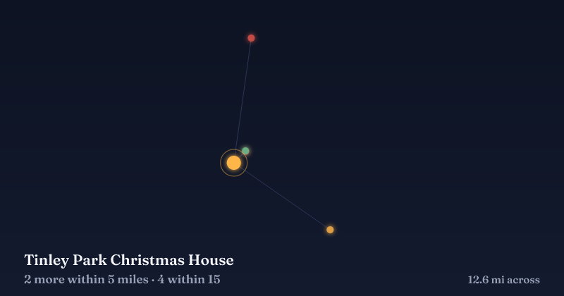 Map of Tinley Park Christmas House and the 4 other Christmas light displays within 15 miles