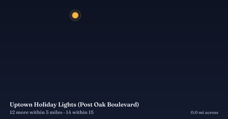 Map of Uptown Holiday Lights (Post Oak Boulevard) and the 14 other Christmas light displays within 15 miles