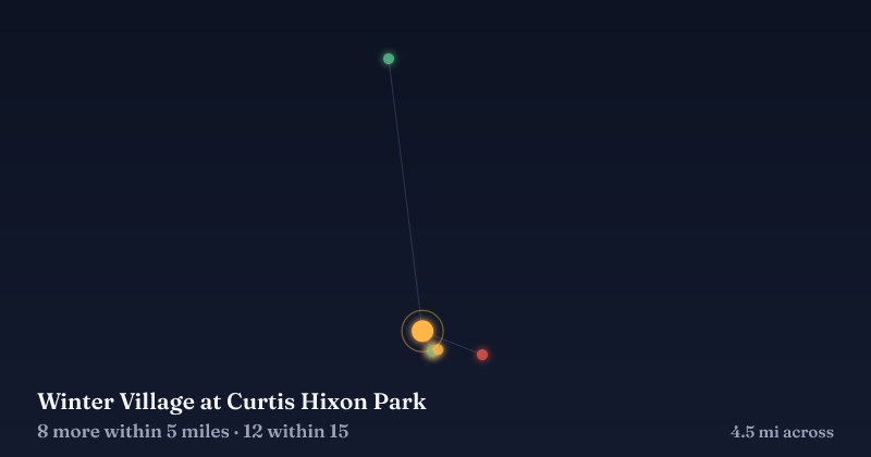 Map of Winter Village at Curtis Hixon Park and the 12 other Christmas light displays within 15 miles
